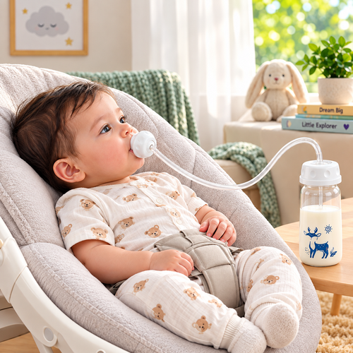 Hands-Free Baby Feeding Bottle with Soft Silicone Nipple | 240ml